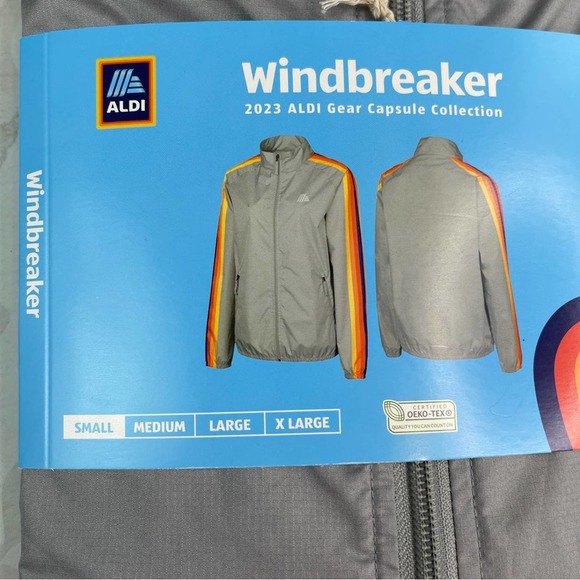 Aldi Windbreaker grey with Stripe Sleeves Size Small - Picture 5 of 7